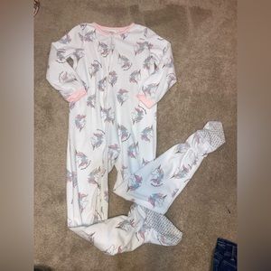 Girls Carters fleece footed pajamas big girl, size 8, unicorns